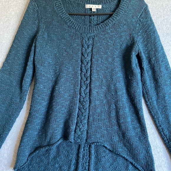 Cabi Women’s #470 Small Textured Cable  Sleeve Blue Shirt Knit - Picture 2 of 6